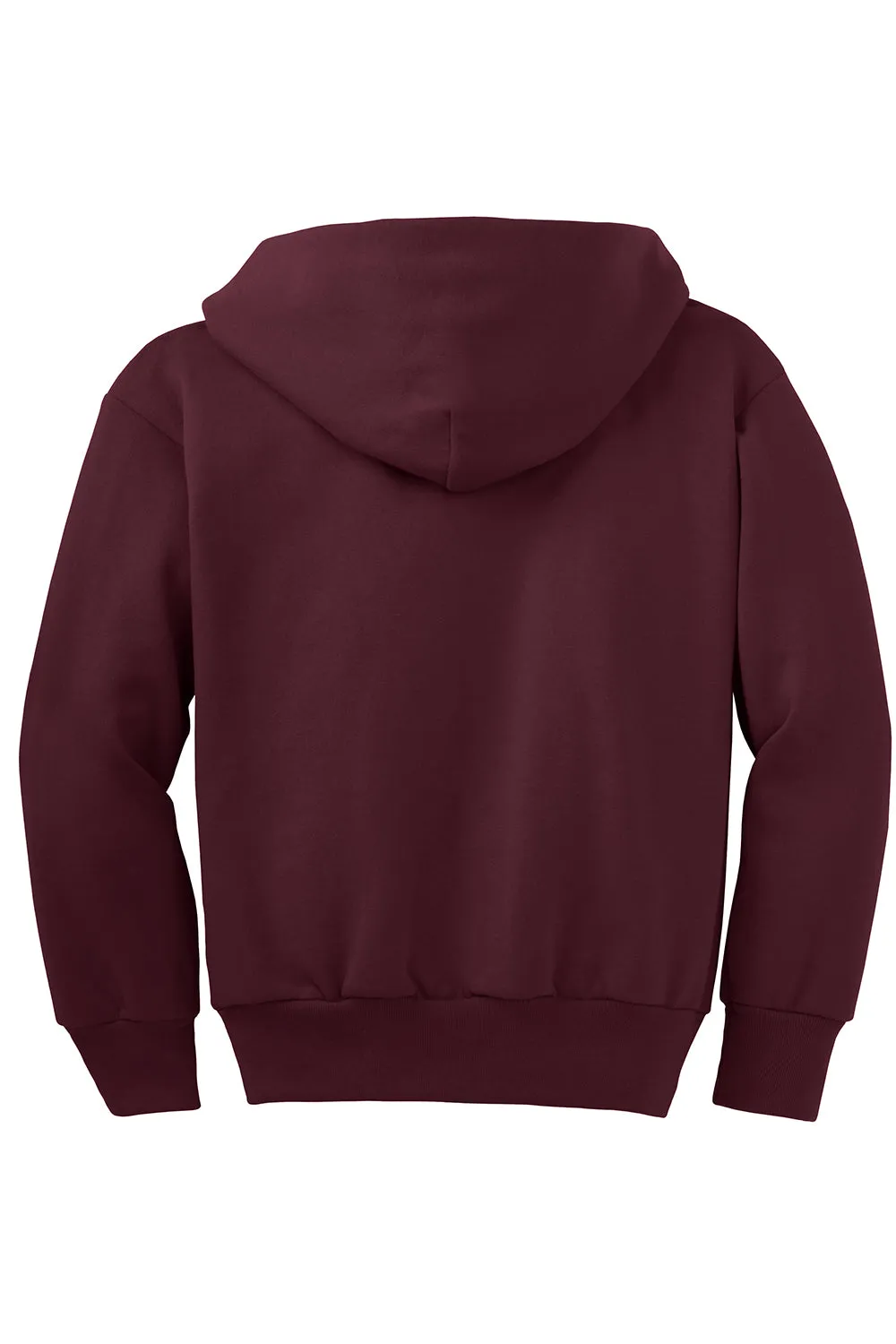 Port & Company Youth Core Pill Resistant Fleece Full Zip Hooded Sweatshirt Hoodie w/ Pockets - Maroon