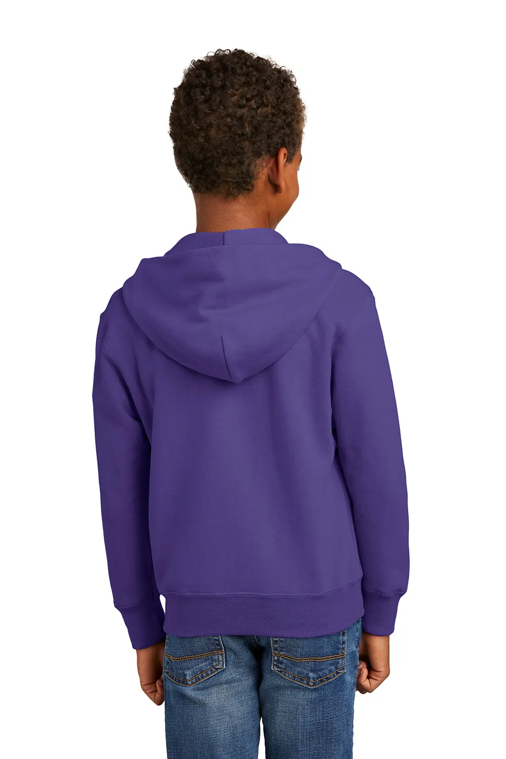 Port & Company Youth Core Pill Resistant Fleece Full Zip Hooded Sweatshirt Hoodie w/ Pockets - Purple