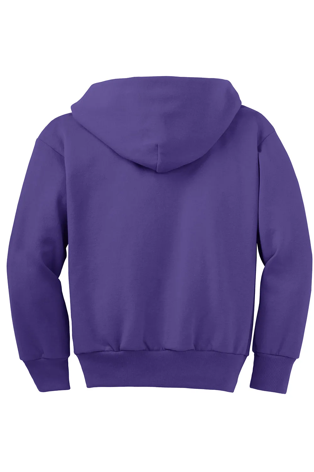 Port & Company Youth Core Pill Resistant Fleece Full Zip Hooded Sweatshirt Hoodie w/ Pockets - Purple