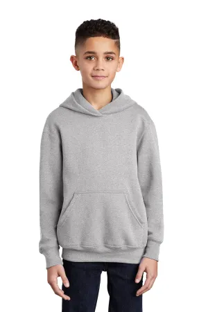 Port & Company Youth Core Pill Resistant Fleece Hooded Sweatshirt Hoodie w/ Pouch Pocket - Ash Grey