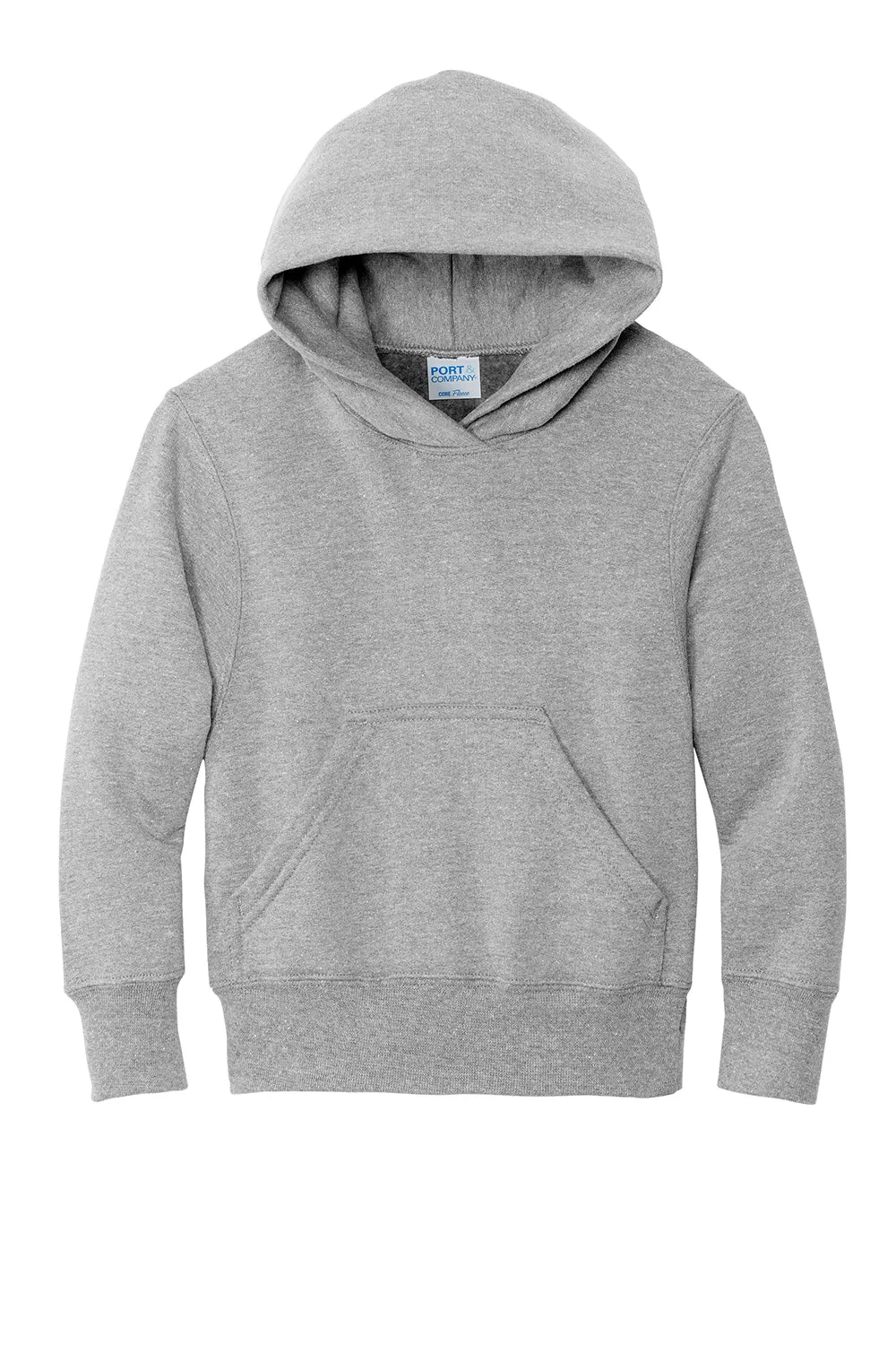 Port & Company Youth Core Pill Resistant Fleece Hooded Sweatshirt Hoodie w/ Pouch Pocket - Ash Grey