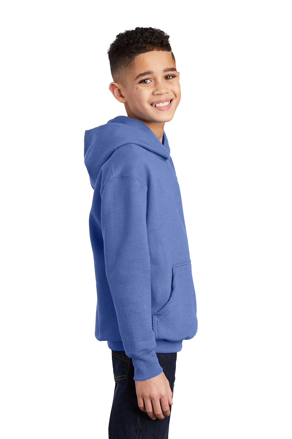 Port & Company Youth Core Pill Resistant Fleece Hooded Sweatshirt Hoodie w/ Pouch Pocket - Carolina Blue