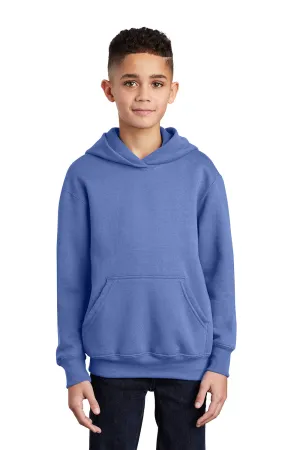 Port & Company Youth Core Pill Resistant Fleece Hooded Sweatshirt Hoodie w/ Pouch Pocket - Carolina Blue