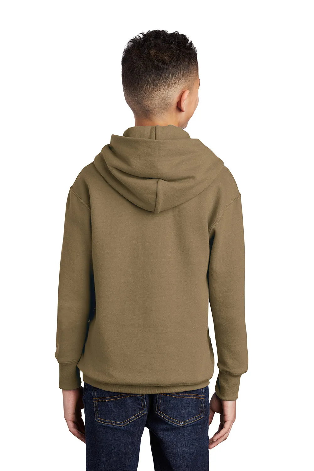 Port & Company Youth Core Pill Resistant Fleece Hooded Sweatshirt Hoodie w/ Pouch Pocket - Coyote Brown