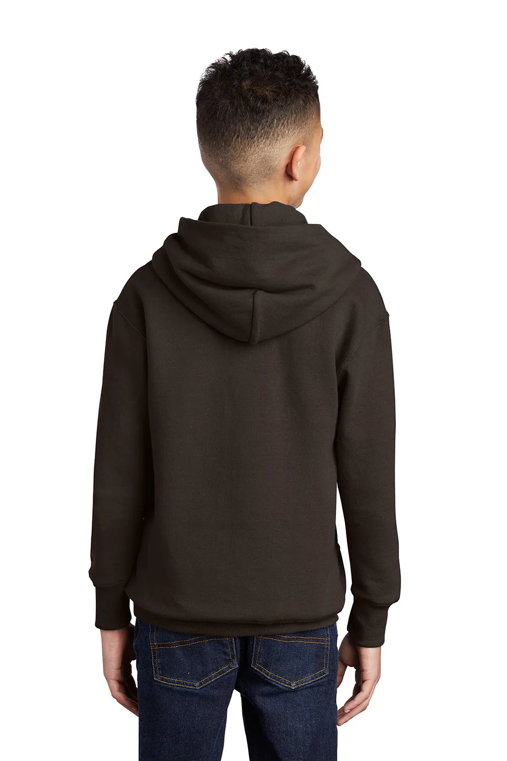 Port & Company Youth Core Pill Resistant Fleece Hooded Sweatshirt Hoodie w/ Pouch Pocket - Dark Chocolate Brown