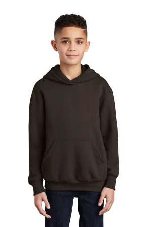Port & Company Youth Core Pill Resistant Fleece Hooded Sweatshirt Hoodie w/ Pouch Pocket - Dark Chocolate Brown