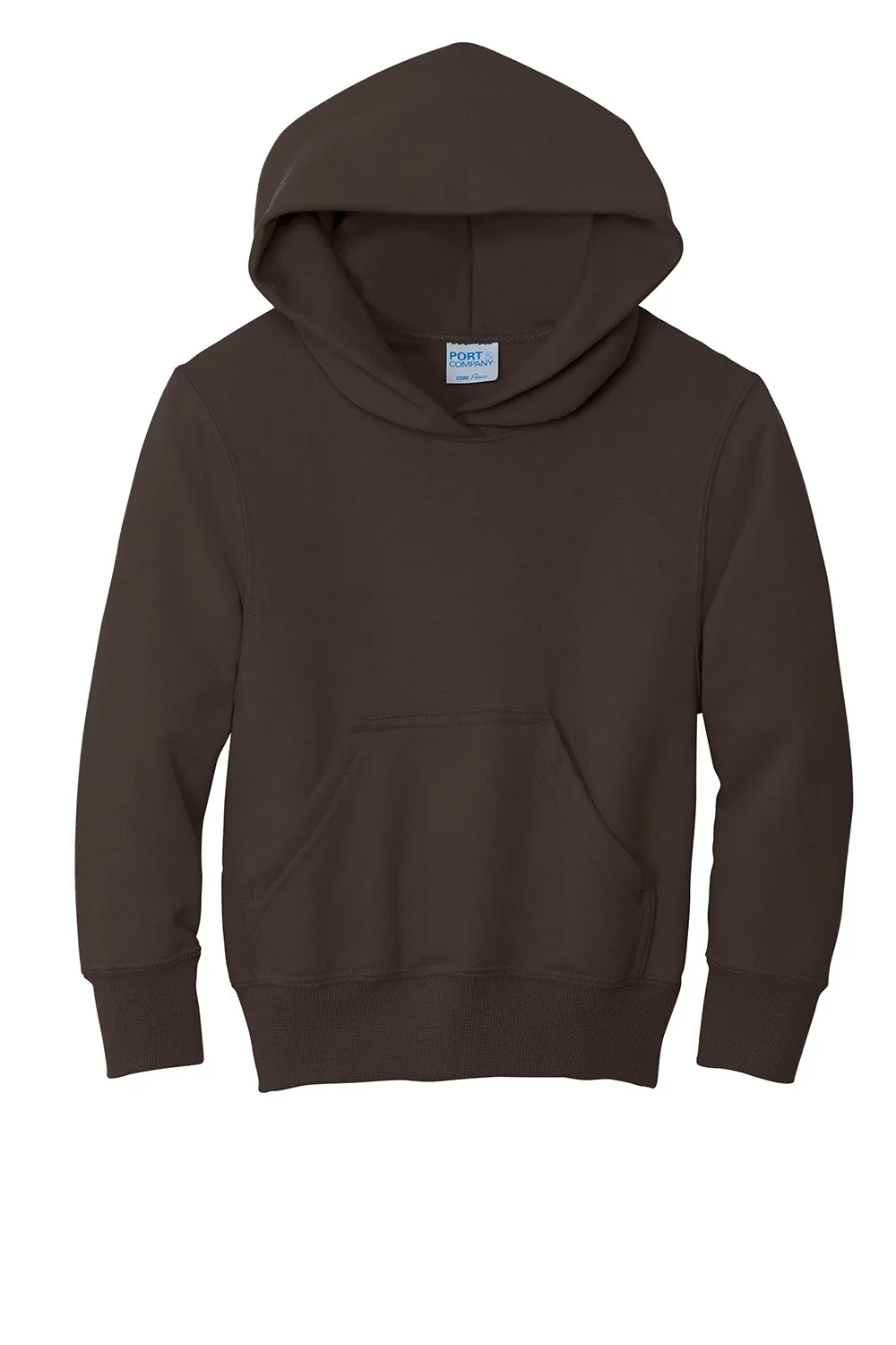 Port & Company Youth Core Pill Resistant Fleece Hooded Sweatshirt Hoodie w/ Pouch Pocket - Dark Chocolate Brown