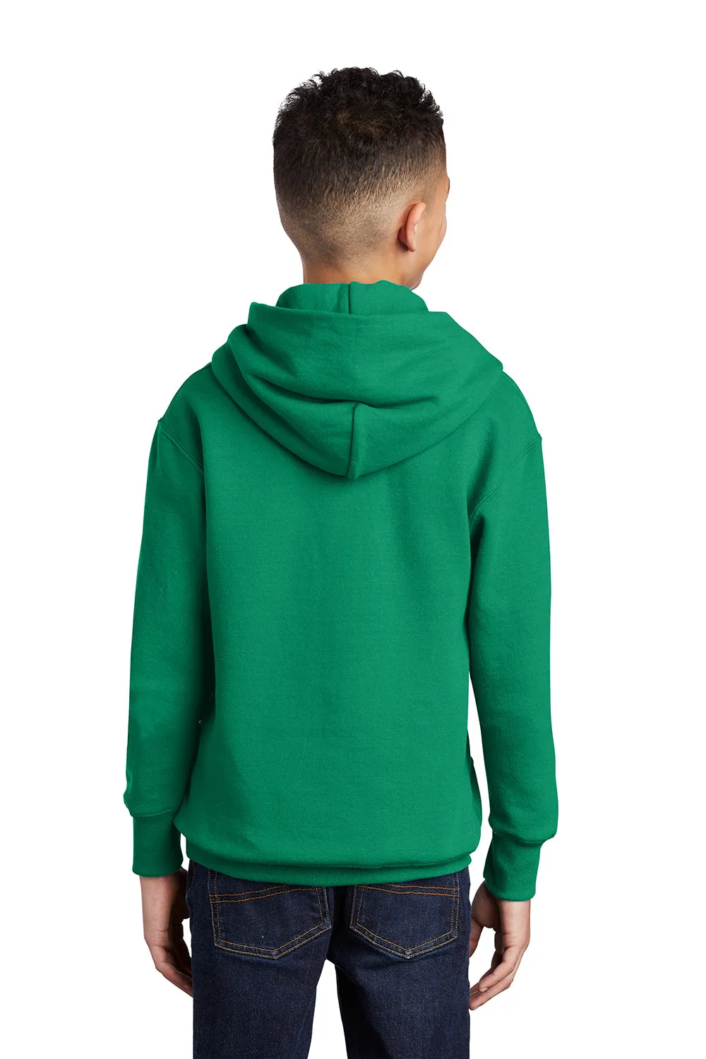 Port & Company Youth Core Pill Resistant Fleece Hooded Sweatshirt Hoodie w/ Pouch Pocket - Kelly Green