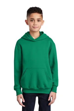 Port & Company Youth Core Pill Resistant Fleece Hooded Sweatshirt Hoodie w/ Pouch Pocket - Kelly Green