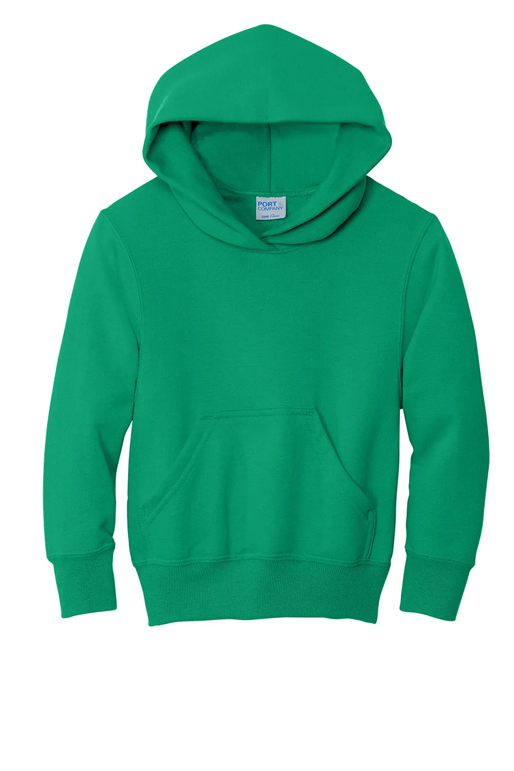 Port & Company Youth Core Pill Resistant Fleece Hooded Sweatshirt Hoodie w/ Pouch Pocket - Kelly Green