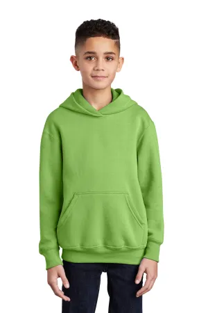 Port & Company Youth Core Pill Resistant Fleece Hooded Sweatshirt Hoodie w/ Pouch Pocket - Lime Green