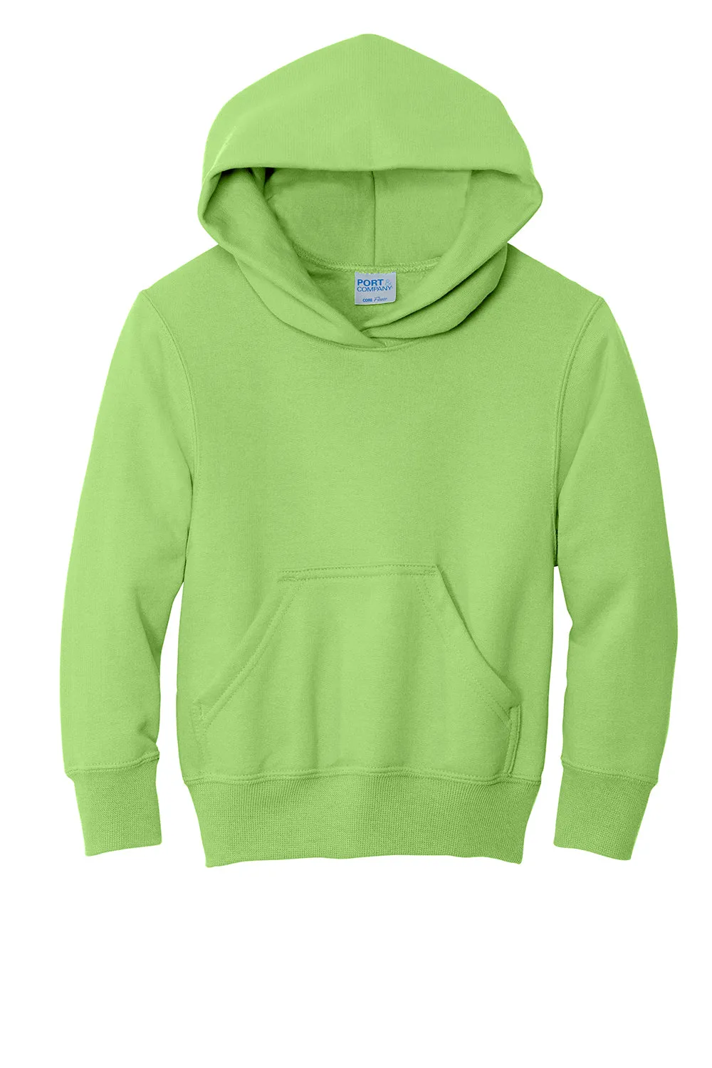 Port & Company Youth Core Pill Resistant Fleece Hooded Sweatshirt Hoodie w/ Pouch Pocket - Lime Green