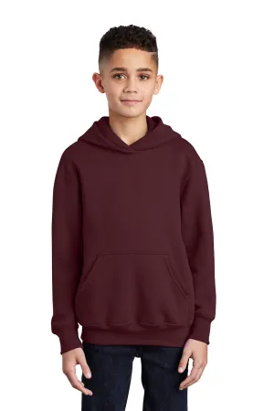 Port & Company Youth Core Pill Resistant Fleece Hooded Sweatshirt Hoodie w/ Pouch Pocket - Maroon