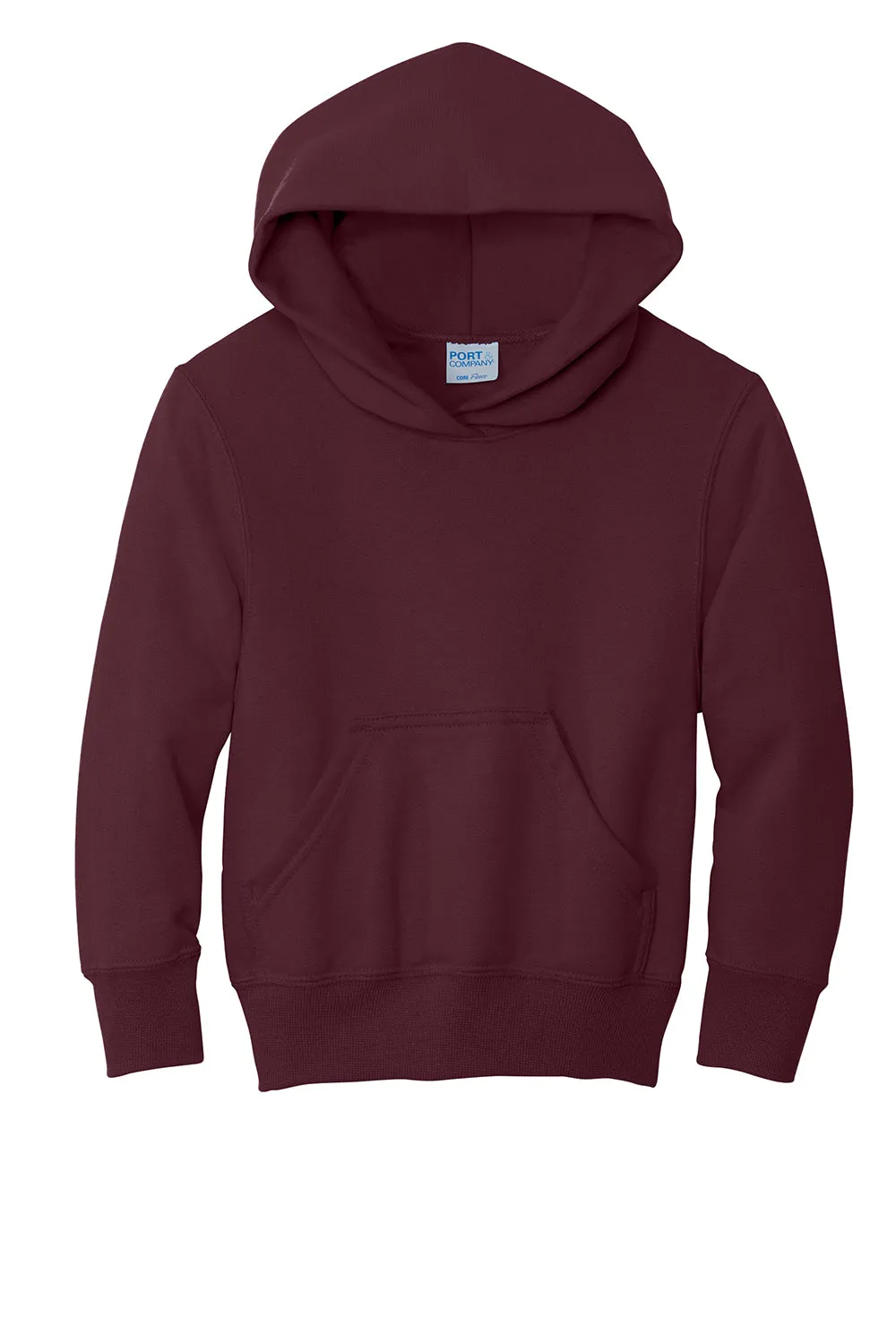 Port & Company Youth Core Pill Resistant Fleece Hooded Sweatshirt Hoodie w/ Pouch Pocket - Maroon