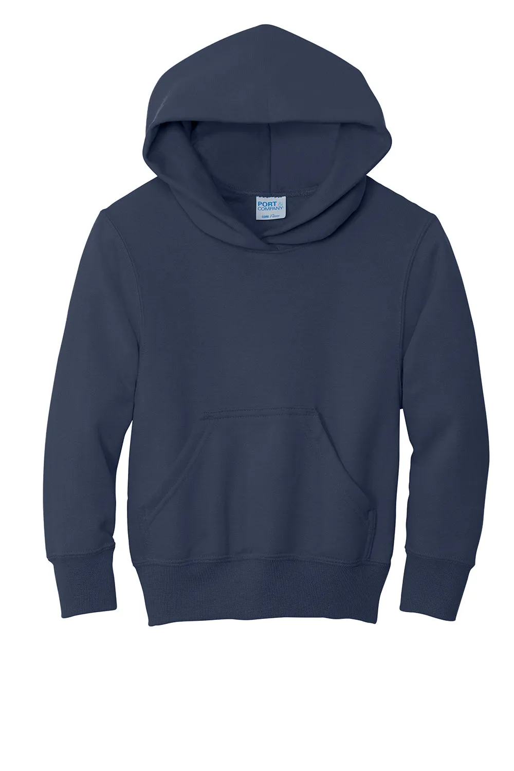 Port & Company Youth Core Pill Resistant Fleece Hooded Sweatshirt Hoodie w/ Pouch Pocket - Navy Blue