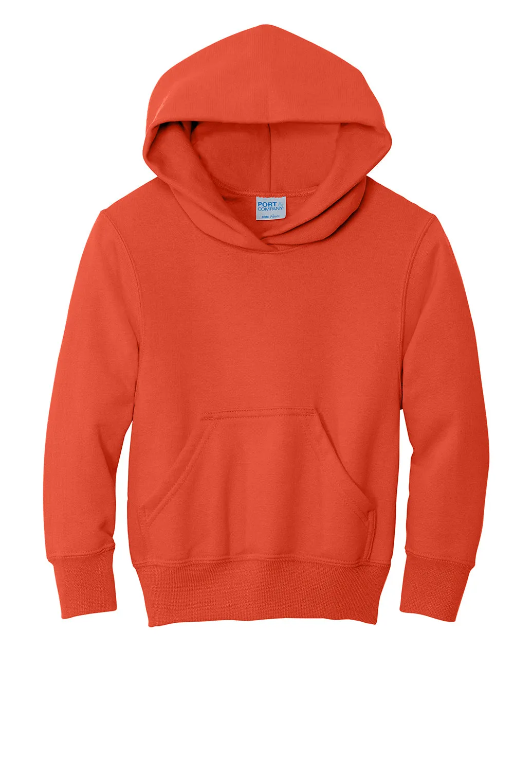 Port & Company Youth Core Pill Resistant Fleece Hooded Sweatshirt Hoodie w/ Pouch Pocket - Orange