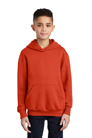 Port & Company Youth Core Pill Resistant Fleece Hooded Sweatshirt Hoodie w/ Pouch Pocket - Orange