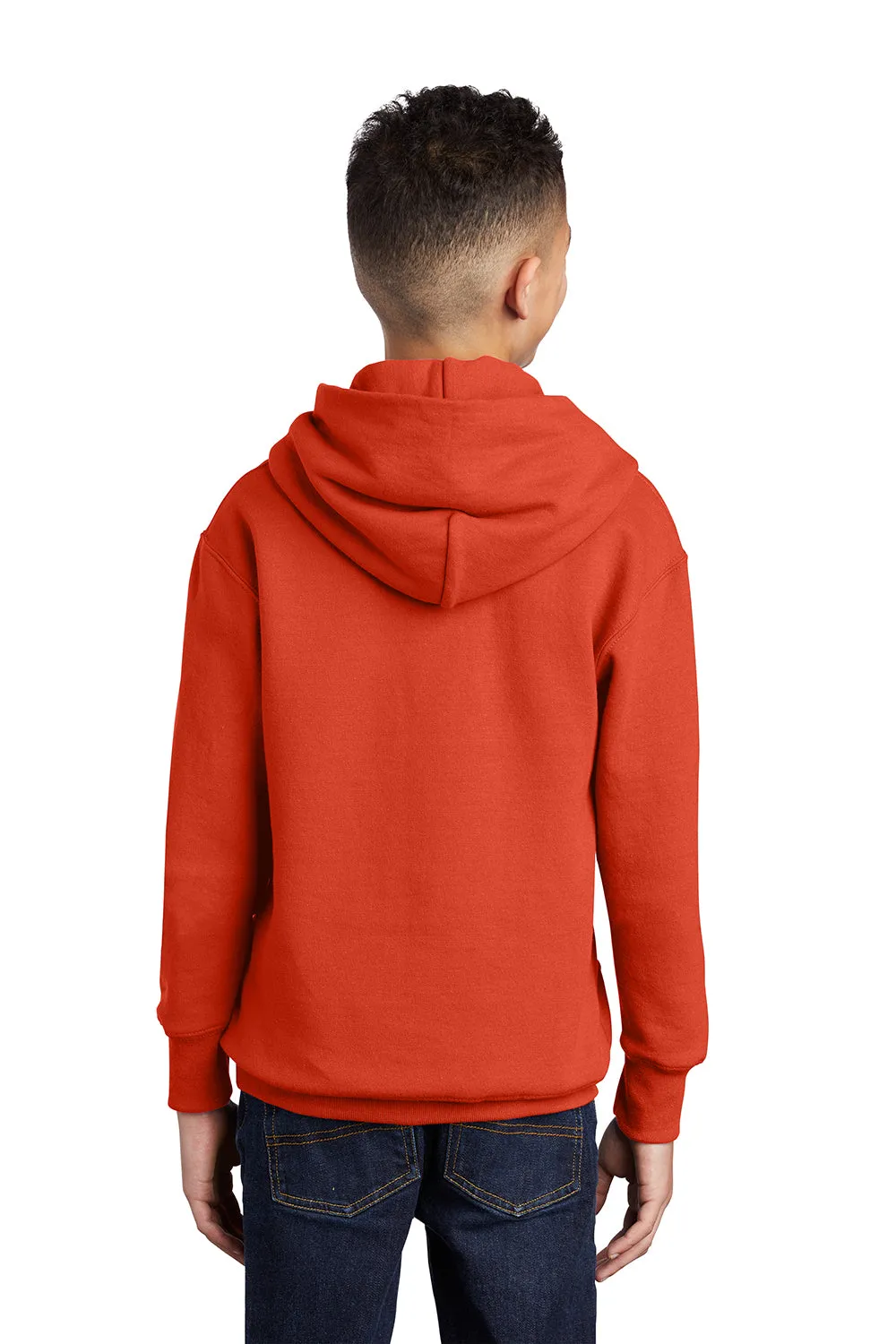Port & Company Youth Core Pill Resistant Fleece Hooded Sweatshirt Hoodie w/ Pouch Pocket - Orange