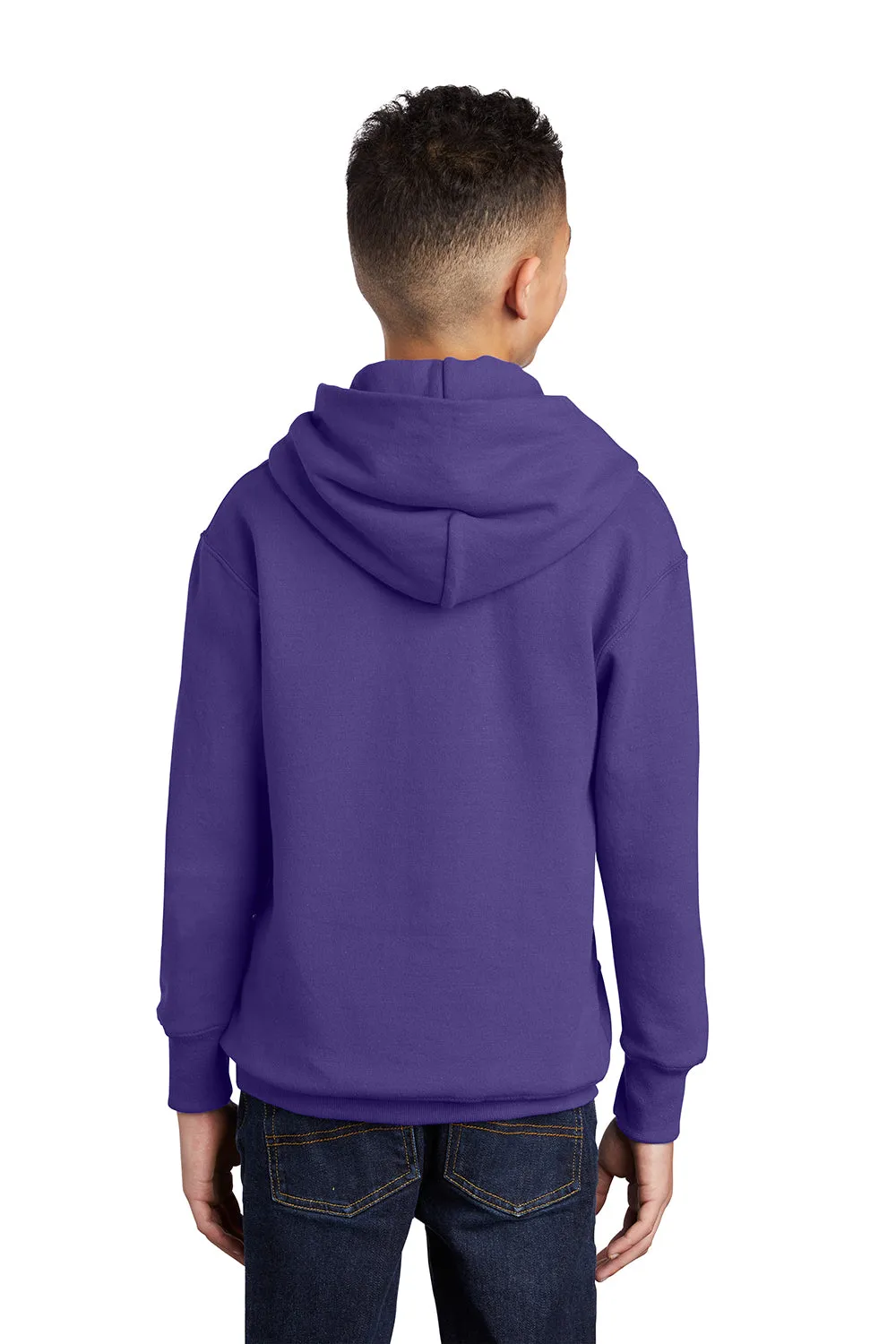 Port & Company Youth Core Pill Resistant Fleece Hooded Sweatshirt Hoodie w/ Pouch Pocket - Purple