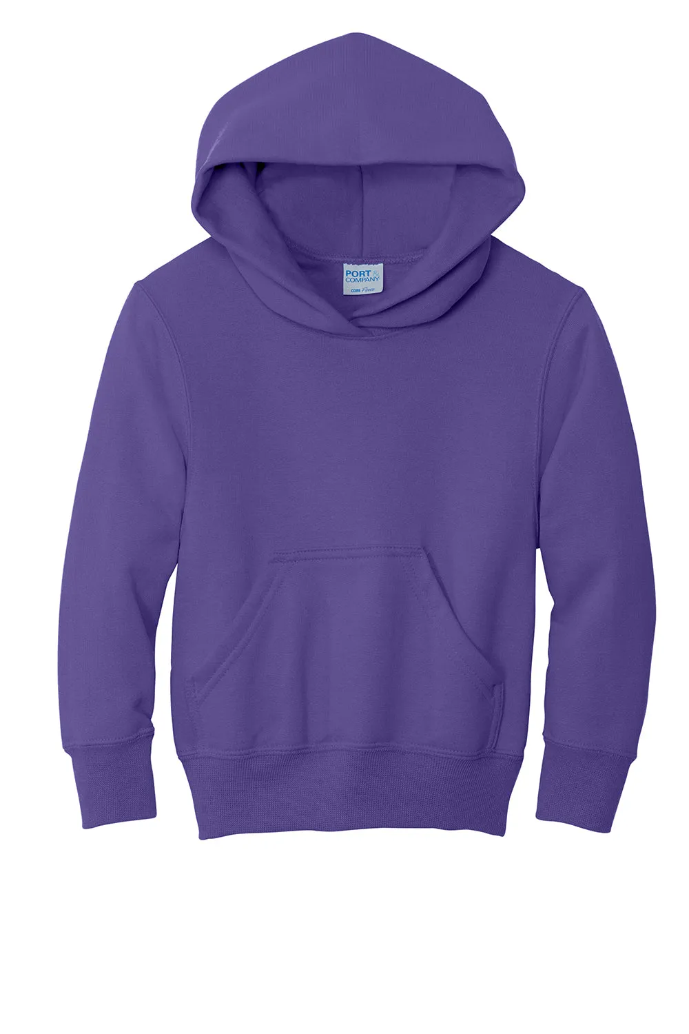 Port & Company Youth Core Pill Resistant Fleece Hooded Sweatshirt Hoodie w/ Pouch Pocket - Purple