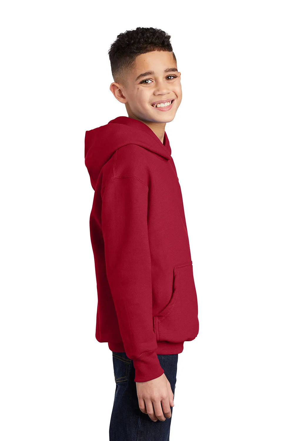 Port & Company Youth Core Pill Resistant Fleece Hooded Sweatshirt Hoodie w/ Pouch Pocket - Red  Buy the latest Clothing Port-Company