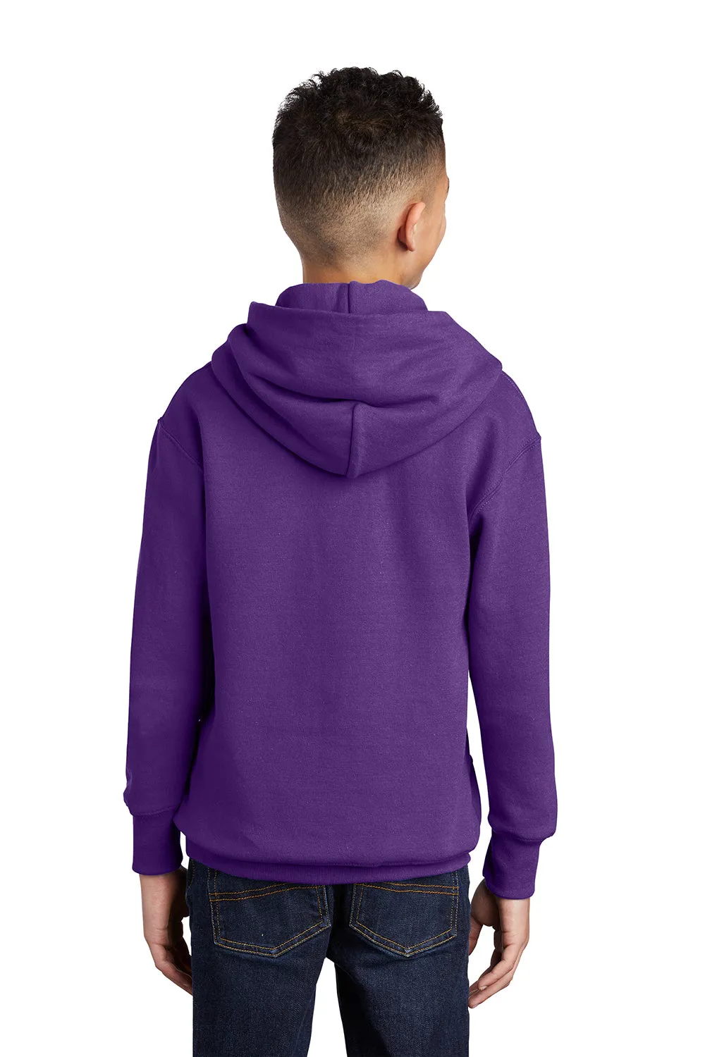 Port & Company Youth Core Pill Resistant Fleece Hooded Sweatshirt Hoodie w/ Pouch Pocket - Team Purple