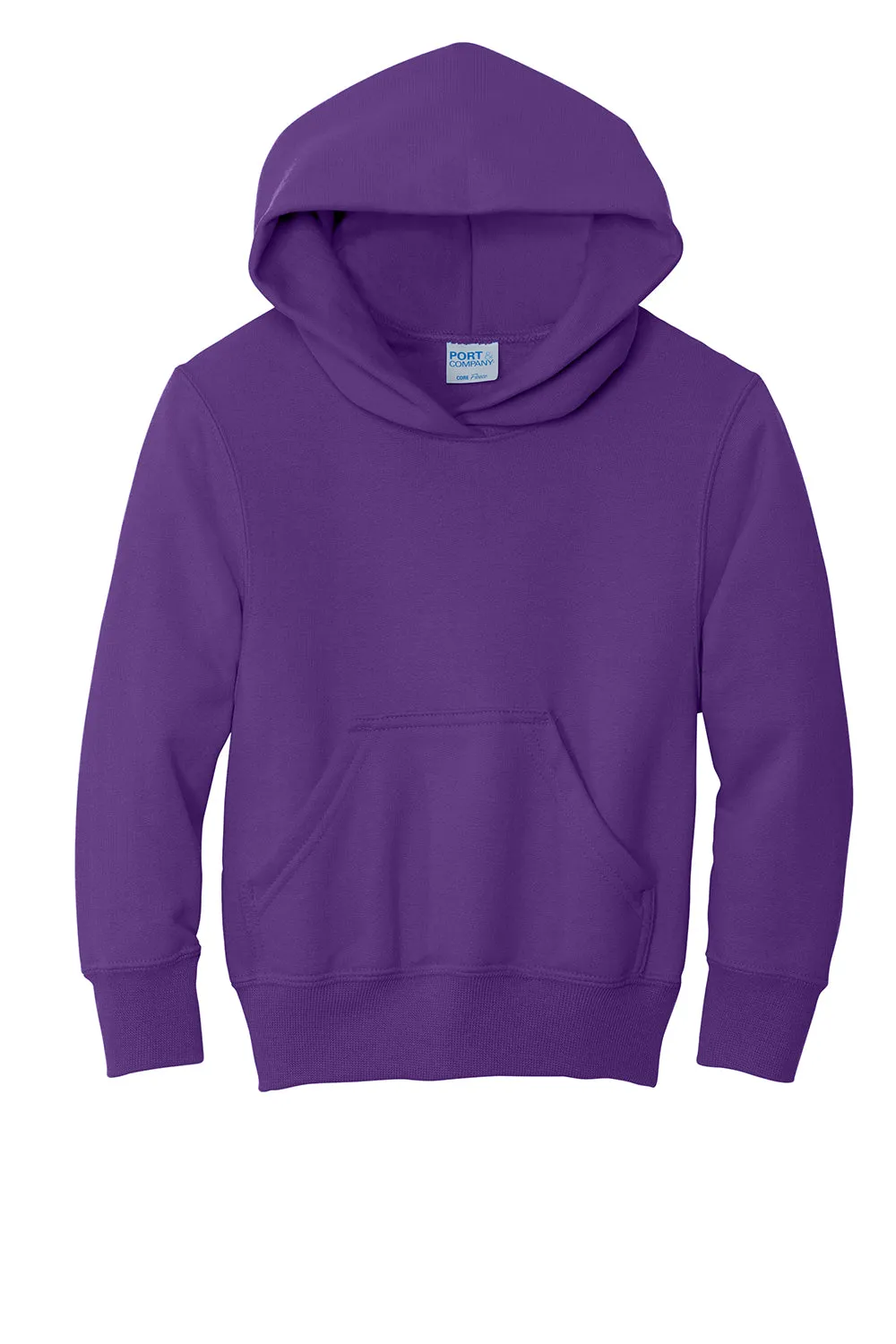 Port & Company Youth Core Pill Resistant Fleece Hooded Sweatshirt Hoodie w/ Pouch Pocket - Team Purple