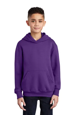 Port & Company Youth Core Pill Resistant Fleece Hooded Sweatshirt Hoodie w/ Pouch Pocket - Team Purple