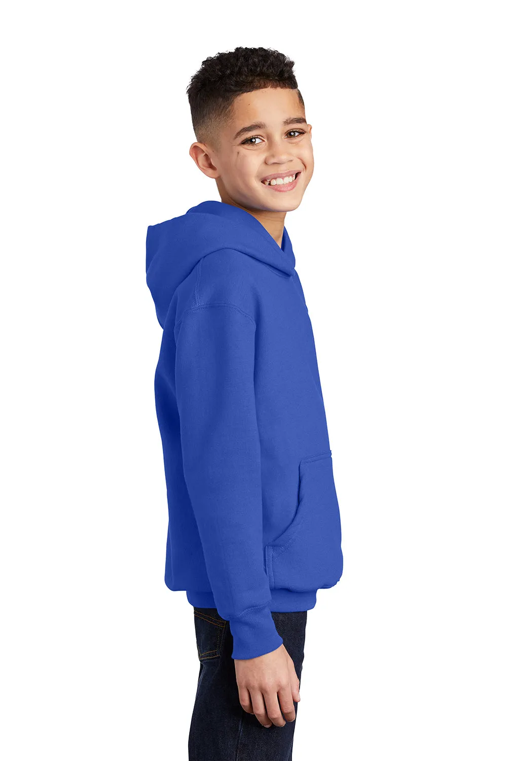 Port & Company Youth Core Pill Resistant Fleece Hooded Sweatshirt Hoodie w/ Pouch Pocket - True Royal Blue