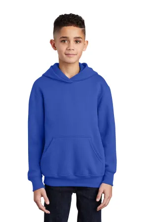 Port & Company Youth Core Pill Resistant Fleece Hooded Sweatshirt Hoodie w/ Pouch Pocket - True Royal Blue