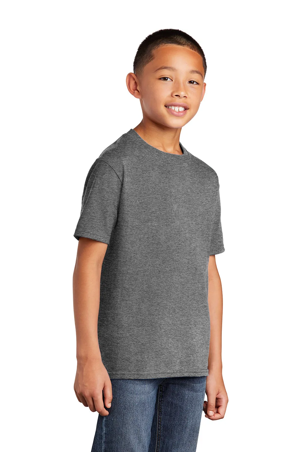 Port & Company Youth Core Short Sleeve Crewneck T-Shirt - Heather Graphite Grey