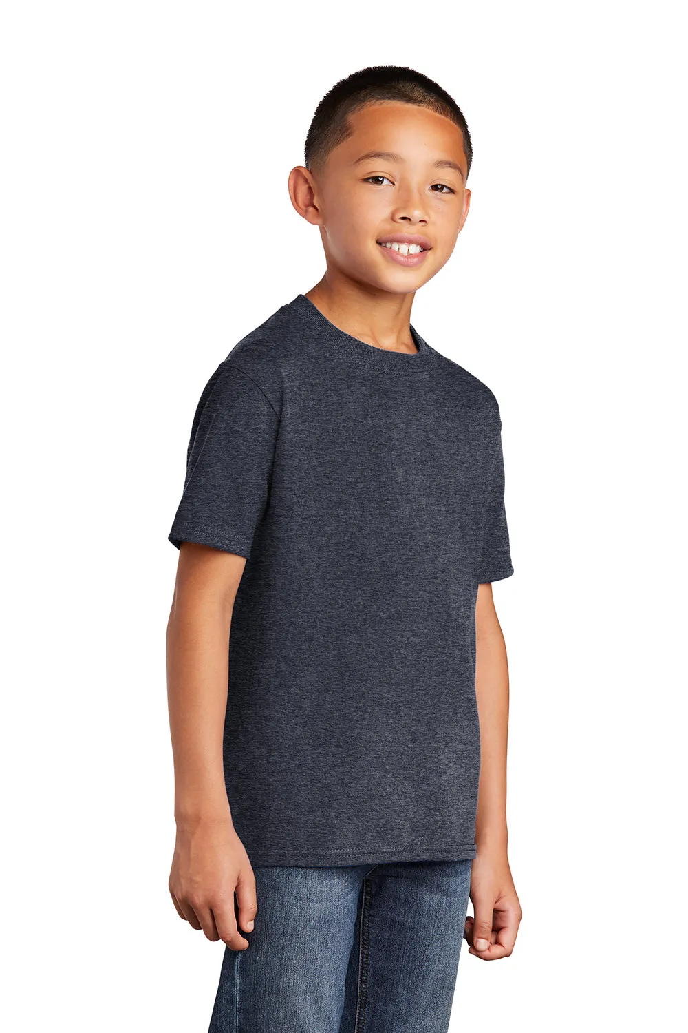 Port & Company Youth Core Short Sleeve Crewneck T-Shirt - Heather Navy Blue