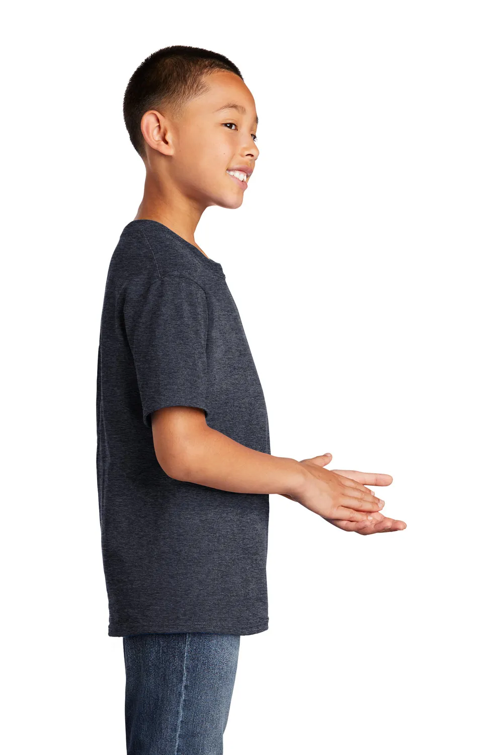 Port & Company Youth Core Short Sleeve Crewneck T-Shirt - Heather Navy Blue