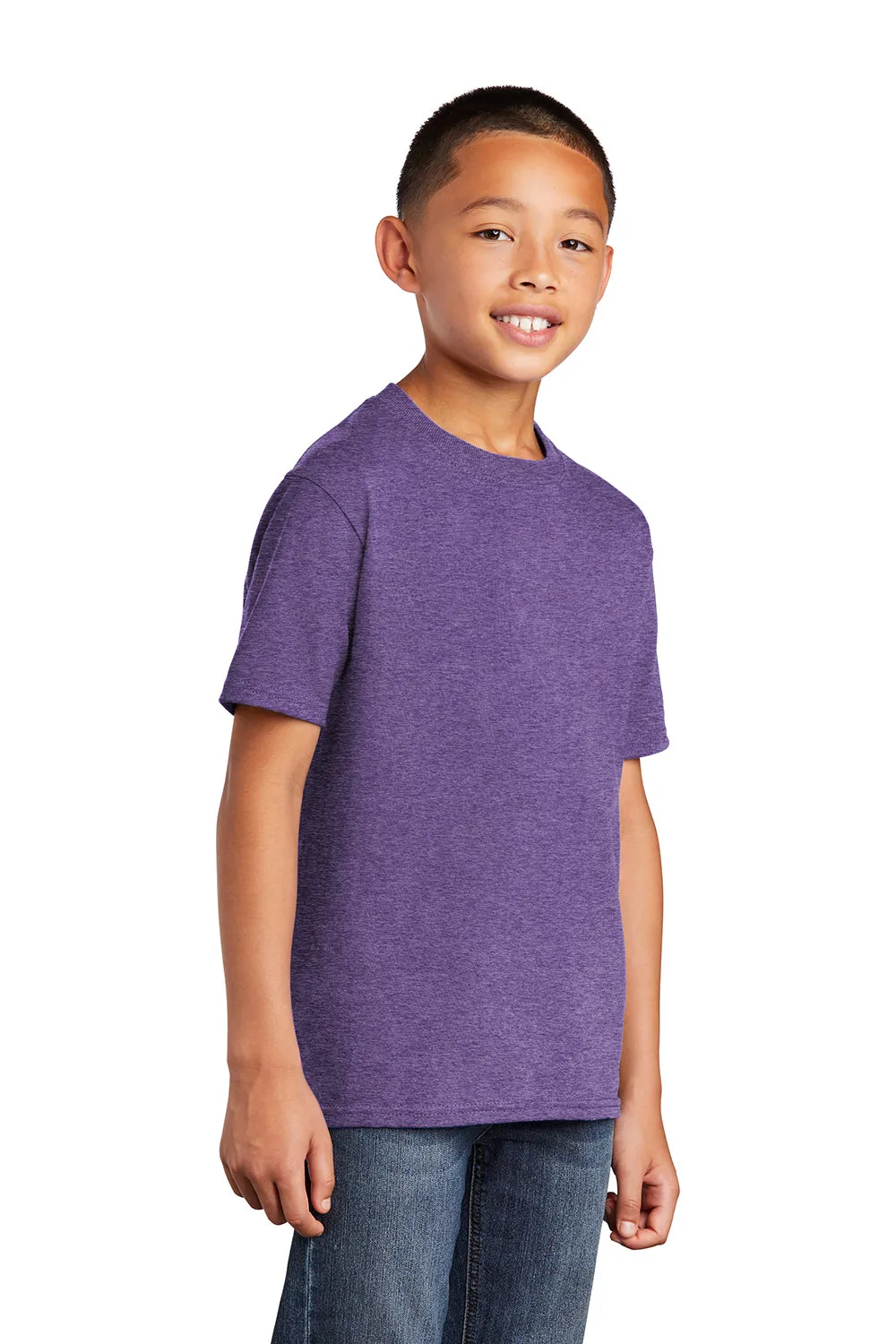 Port & Company Youth Core Short Sleeve Crewneck T-Shirt - Heather Purple