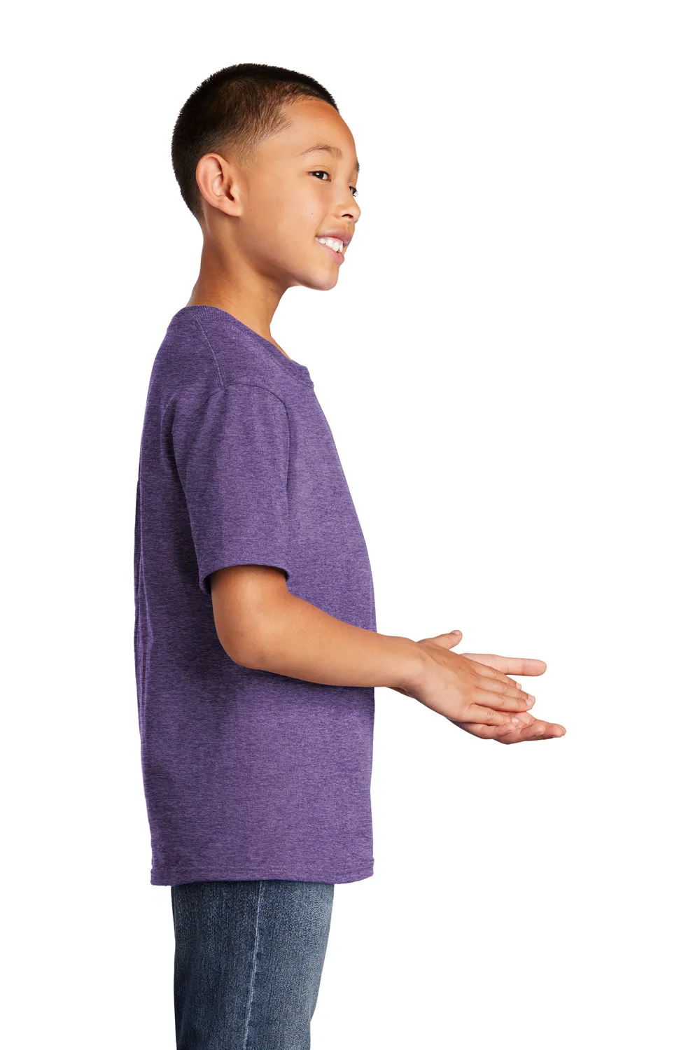 Port & Company Youth Core Short Sleeve Crewneck T-Shirt - Heather Purple