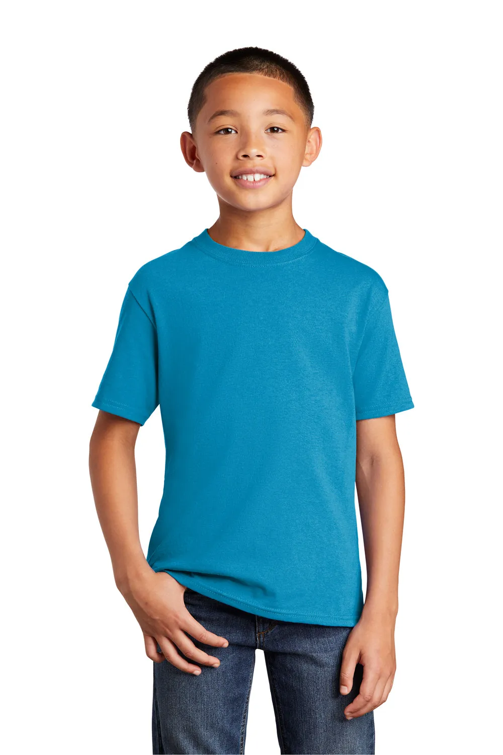 Port & Company Youth Core Short Sleeve Crewneck T-Shirt - Neon Blue