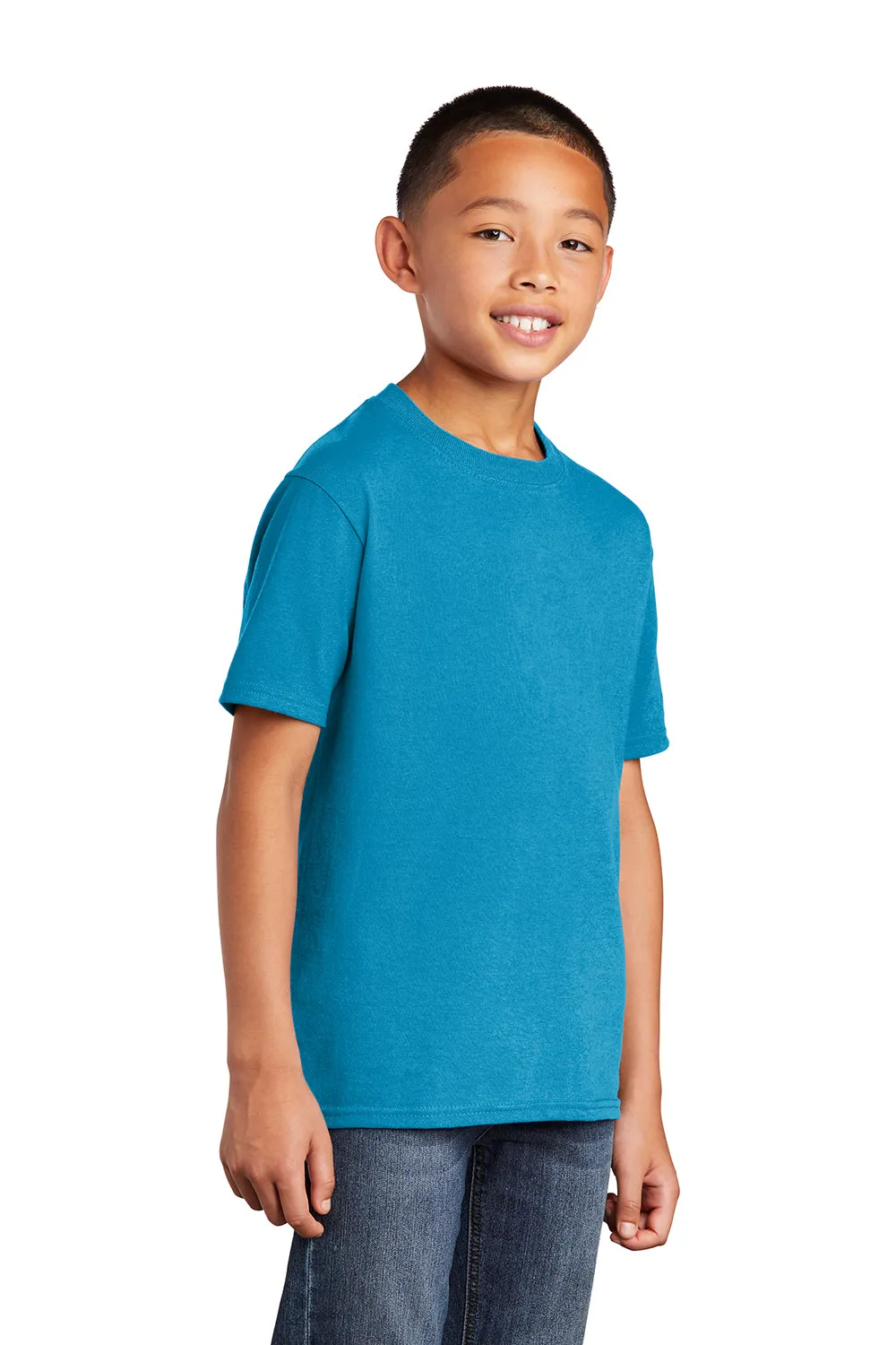 Port & Company Youth Core Short Sleeve Crewneck T-Shirt - Neon Blue