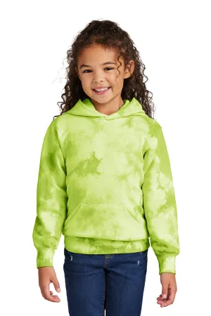 Port & Company Youth Crystal Tie-Dye Hooded Sweatshirt Hoodie w/ Pouch Pocket - Lemon Lime