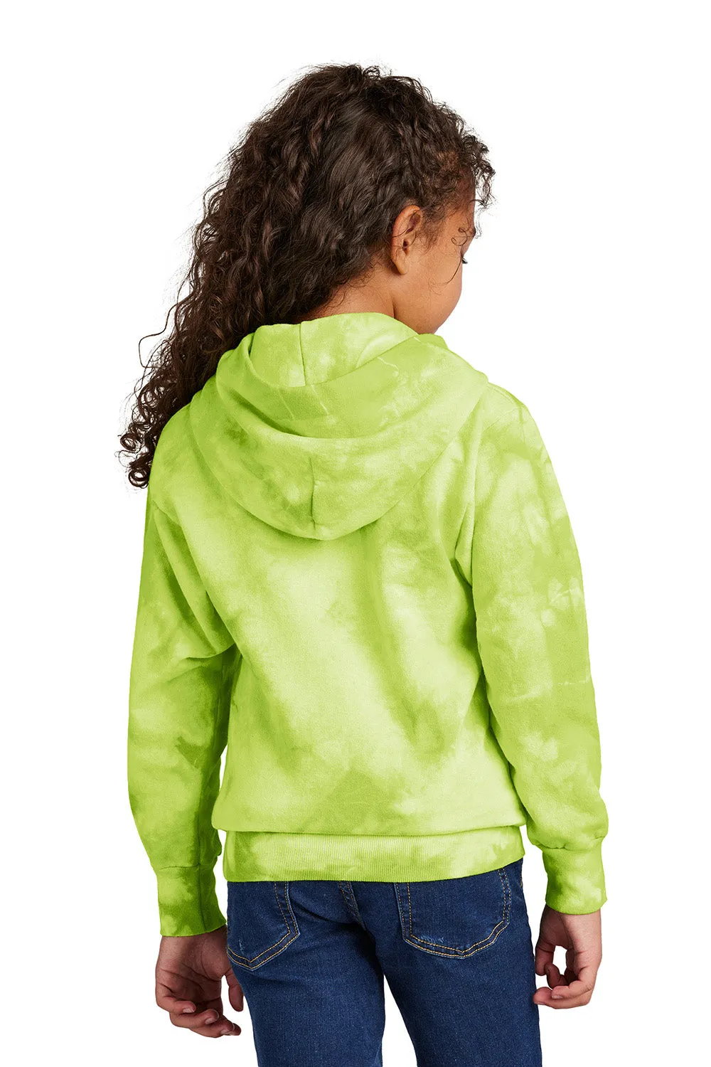 Port & Company Youth Crystal Tie-Dye Hooded Sweatshirt Hoodie w/ Pouch Pocket - Lemon Lime