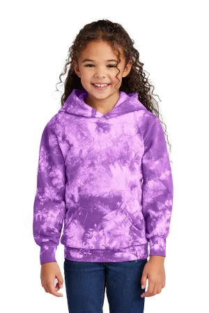 Port & Company Youth Crystal Tie-Dye Hooded Sweatshirt Hoodie w/ Pouch Pocket - Purple