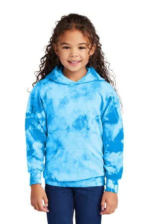 Port & Company Youth Crystal Tie-Dye Hooded Sweatshirt Hoodie w/ Pouch Pocket - Sky Blue