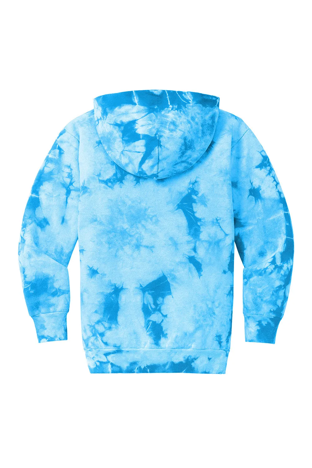 Port & Company Youth Crystal Tie-Dye Hooded Sweatshirt Hoodie w/ Pouch Pocket - Sky Blue