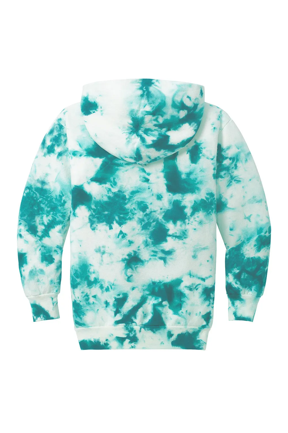 Port & Company Youth Crystal Tie-Dye Hooded Sweatshirt Hoodie w/ Pouch Pocket - Teal Green
