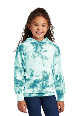 Port & Company Youth Crystal Tie-Dye Hooded Sweatshirt Hoodie w/ Pouch Pocket - Teal Green