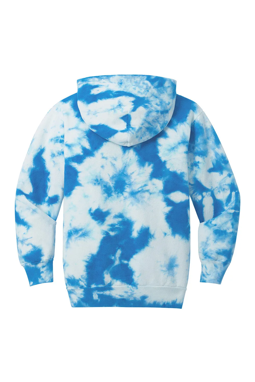 Port & Company Youth Crystal Tie-Dye Hooded Sweatshirt Hoodie w/ Pouch Pocket - True Royal Blue
