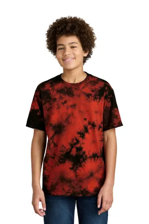 Port & Company Youth Crystal Tie-Dye Short Sleeve Crewneck T-Shirt - Black/Red