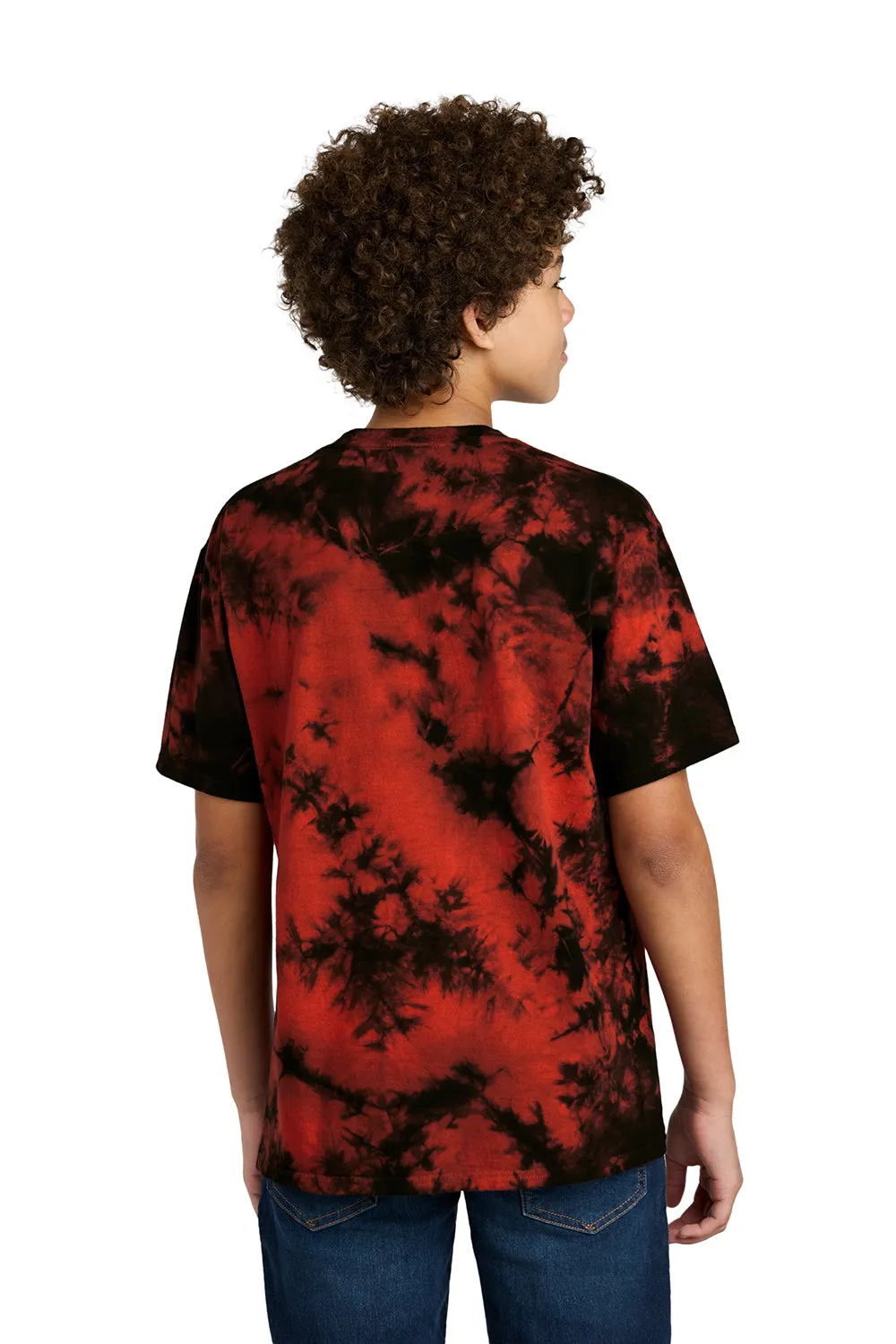 Port & Company Youth Crystal Tie-Dye Short Sleeve Crewneck T-Shirt - Black/Red