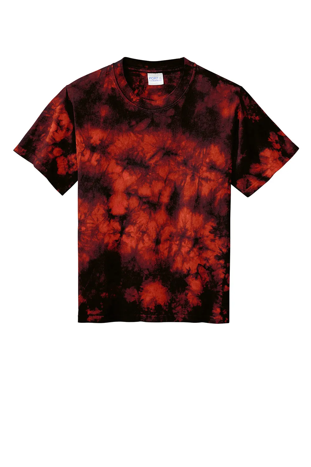 Port & Company Youth Crystal Tie-Dye Short Sleeve Crewneck T-Shirt - Black/Red