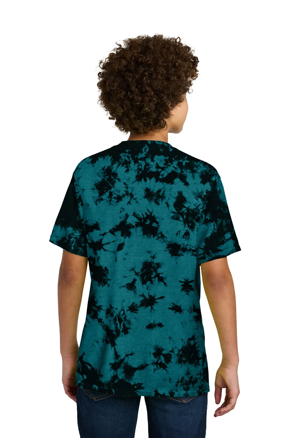 Port & Company Youth Crystal Tie-Dye Short Sleeve Crewneck T-Shirt - Black/Teal