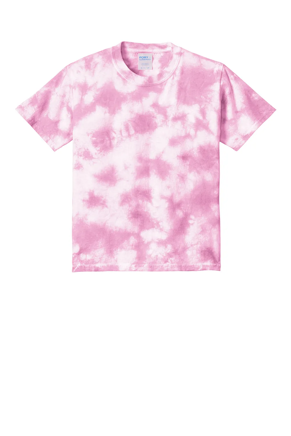 Port & Company Youth Crystal Tie-Dye Short Sleeve Crewneck T-Shirt - Bright Pink